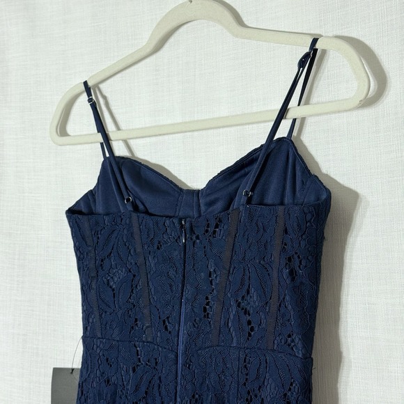 Lulus Found Your Love Navy Blue Lace Trumpet Midi Dress Small - Picture 8 of 10